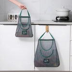 sac rangement maille gris vert moderne poignées crochets LIFE IS HARD ENJOY SOFT