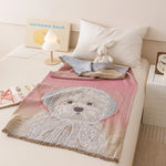 couverture coton animaux motifs douce bébé enfant jacquard absorbante multifacteurs rose gris blanc