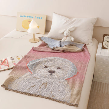 couverture coton animaux motifs douce bébé enfant jacquard absorbante multifacteurs rose gris blanc