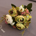 décoration mariage bouquet fleurs artificielles soie vertes blanches intérieur rustique naturel