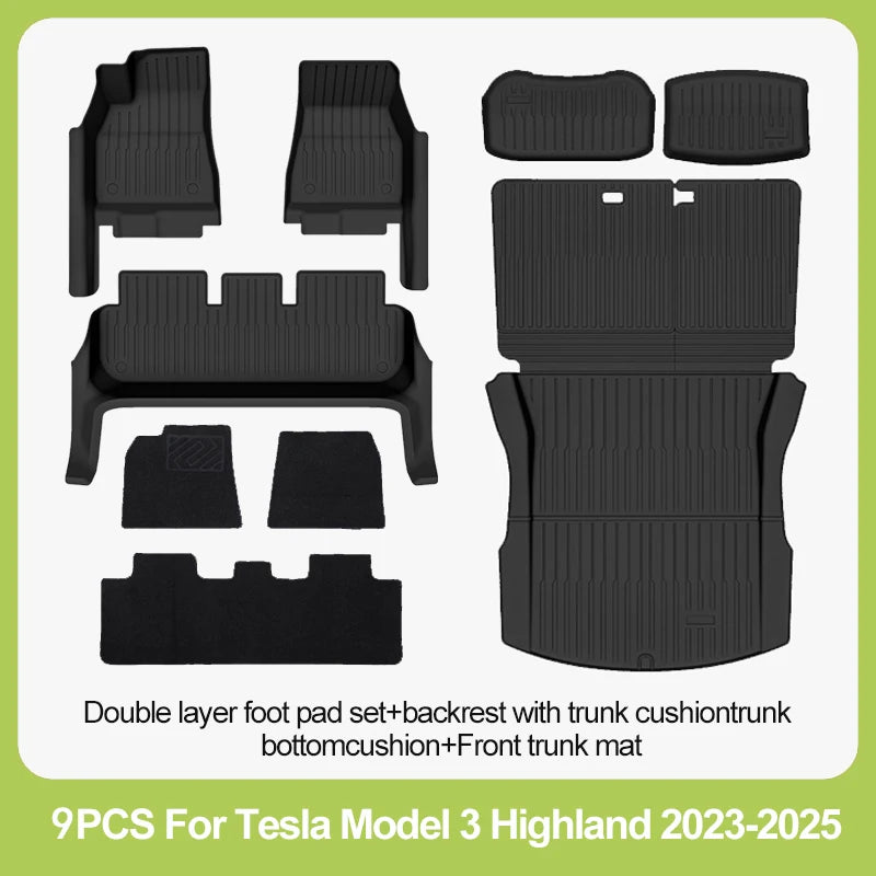 tapis sol voiture tesla model noir rayures horizontales moderne clips protection pieds