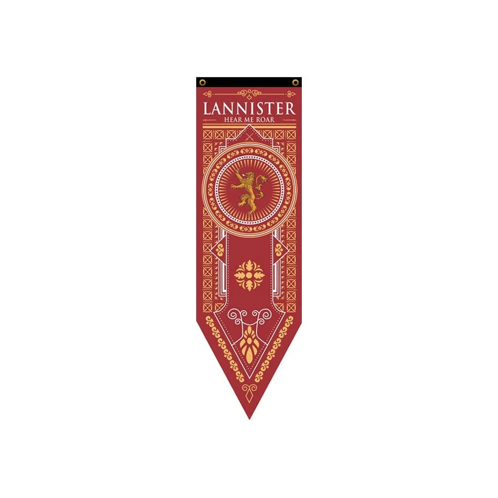 bannière rouge noire ornements floraux symboles familiaux classique dorés extérieur intérieur 45x150cm