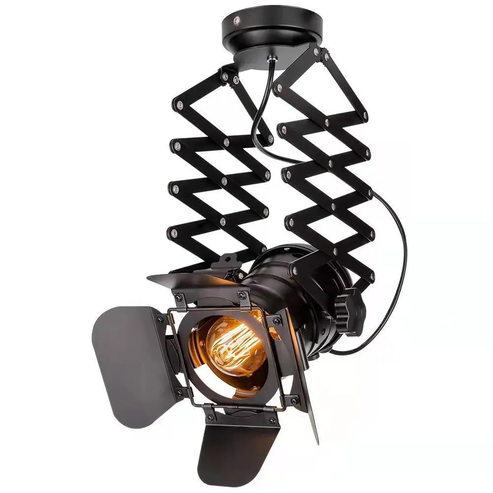 Spot lumineux moderne industriel noir structure zigzag fixation ampoule diffuseur plaque protection