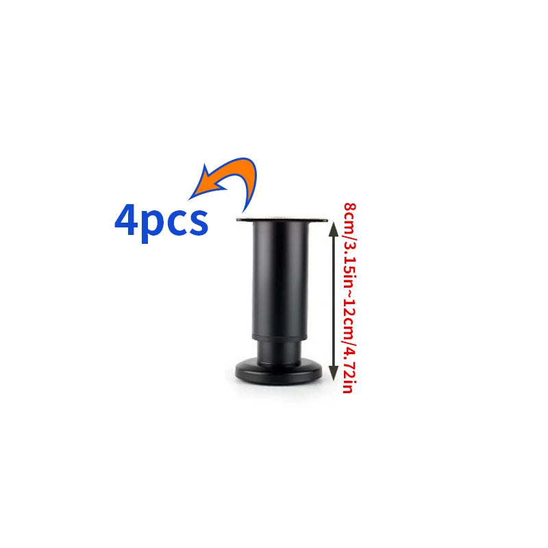 pieds meubles noirs modernes hauteur réglable acier inoxydable pièces rond lisses