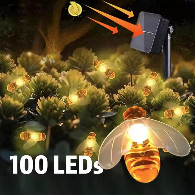 guirlande lumineuse abeille extérieure led orange blanche noire moderne clips translucent festive jardin decoration