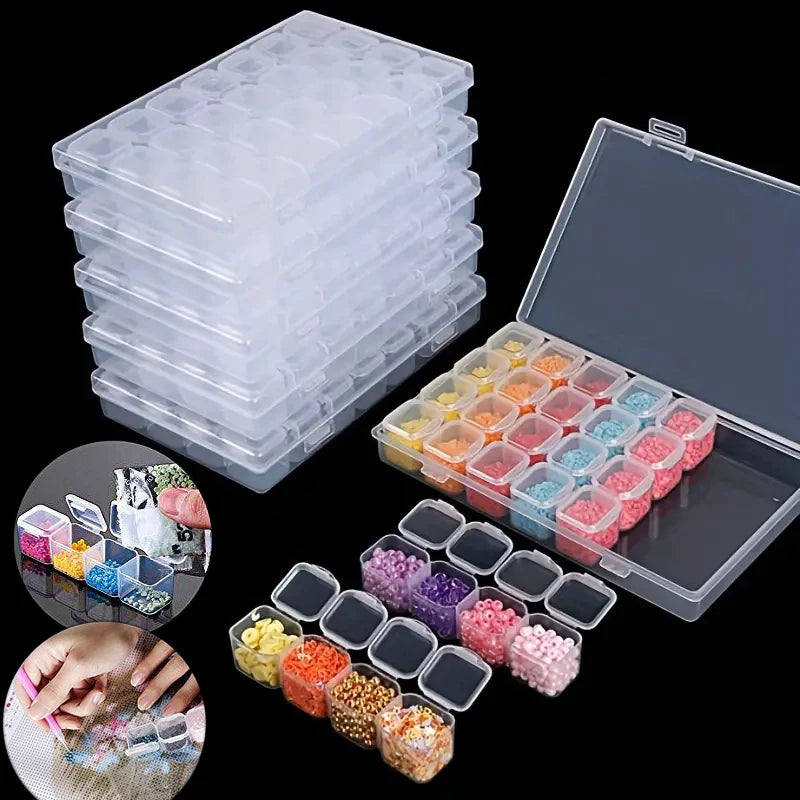 boîtes rangement transparentes modernes 28 56 compartiments clips fermeture artisanat broderie