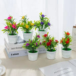 Décoration intérieure moderne pot fleuri artificiel couleurs vives maison salon chambre