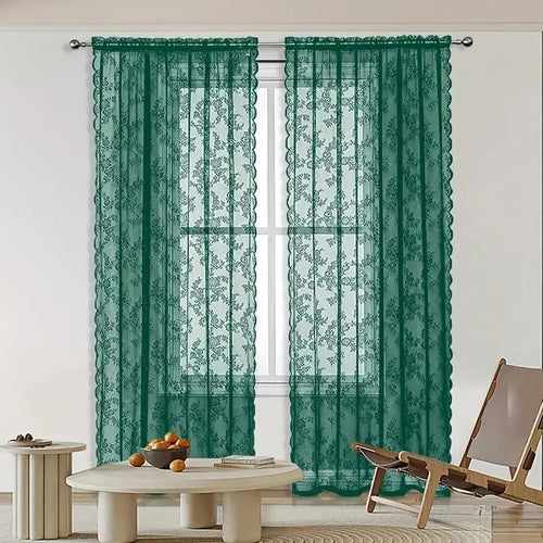 rideau floral transparent dentelle brodée polyester intimité salon