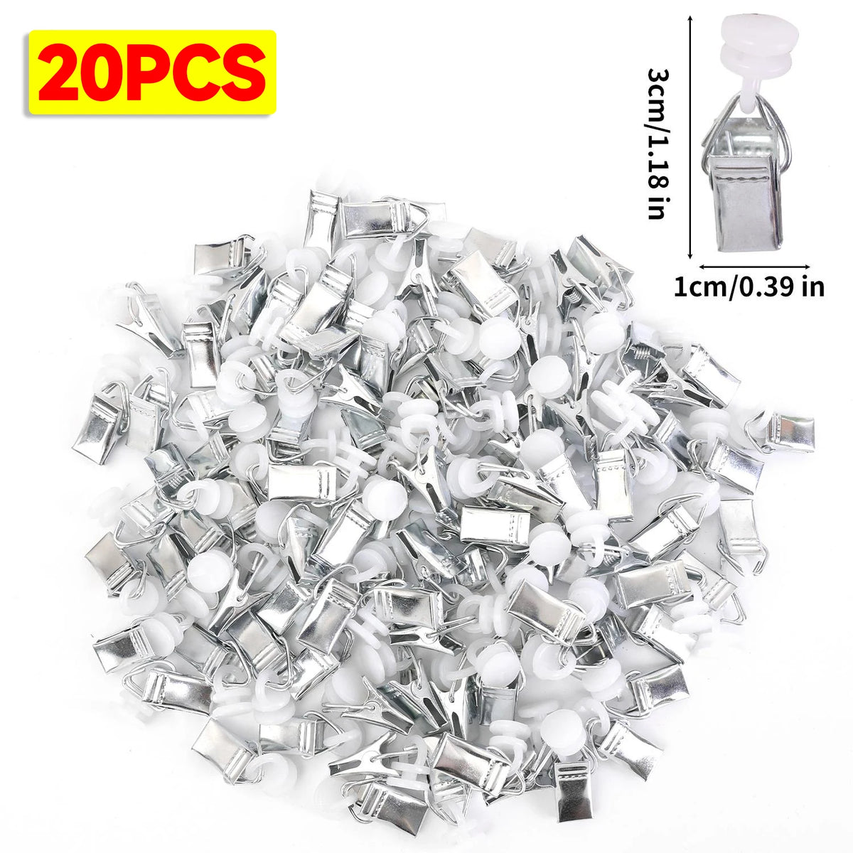 pinces rideau argentées modernes fenêtres boîte rangement inclusion rideaux fixations pack 20pcs