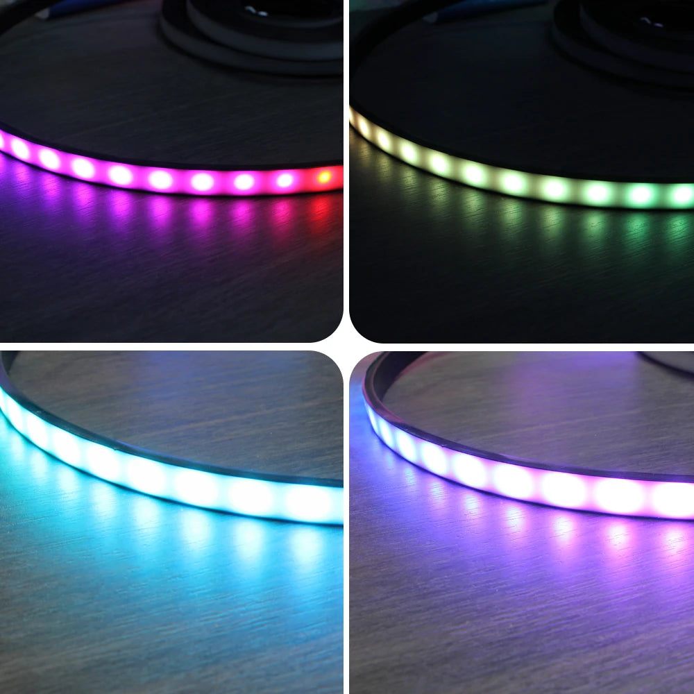 ruban led flexible noir mat moderne adhésif clips adhésifs noirs blancs silicone 5m 1m