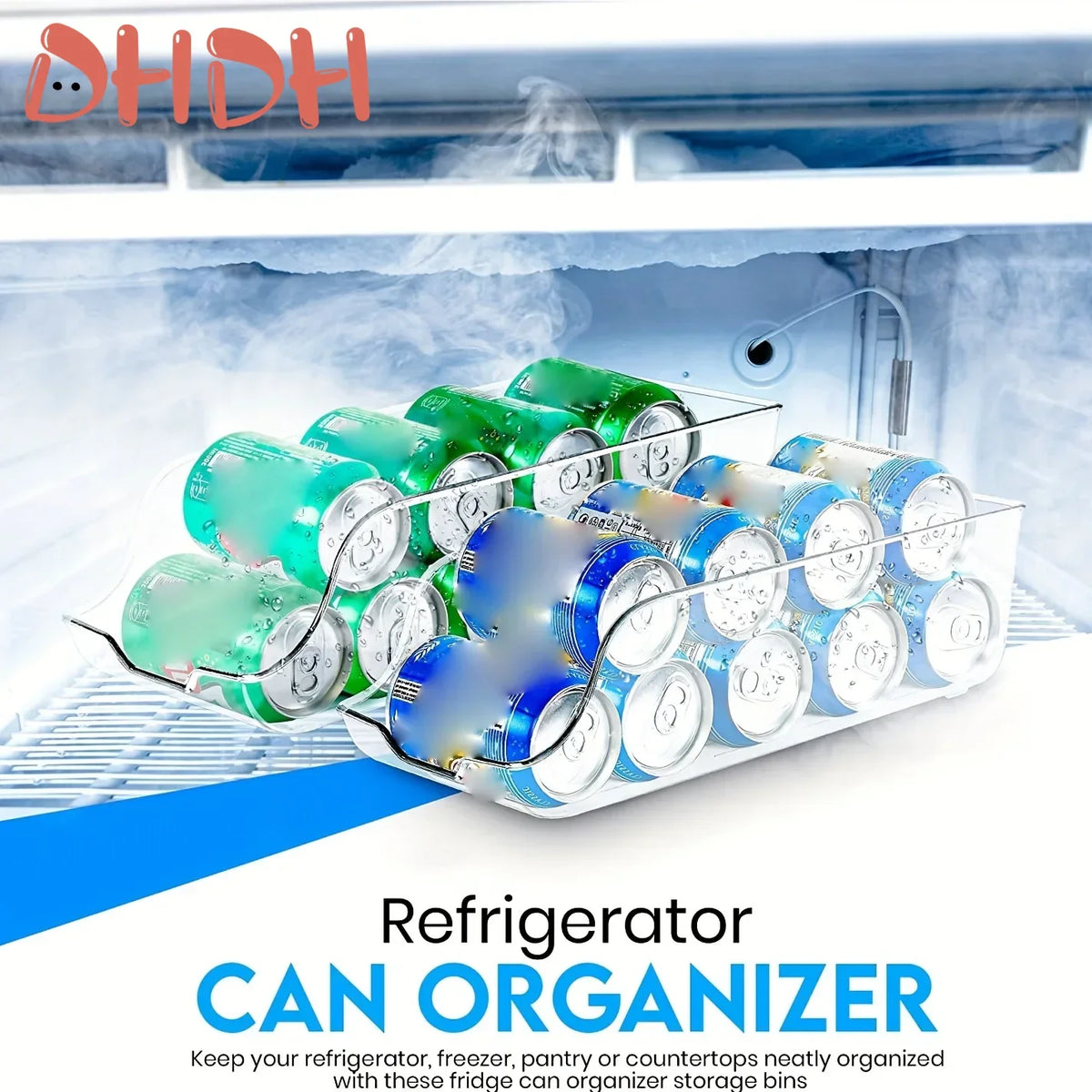 organisateur canettes réfrigérateur transparent clips empilable utilisation multiple moderne pratique.storage