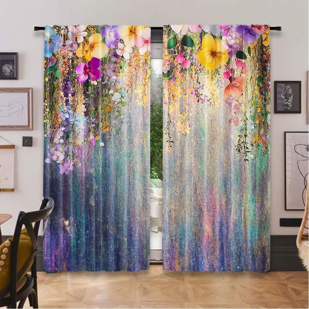 rideau floral multicolore opacité 100% polyester moderne 29x65in 41x90in 51x82in