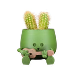 cache pot vert visage souriant créatif intérieur extérieur balcon étagère plante cactus personnalisé