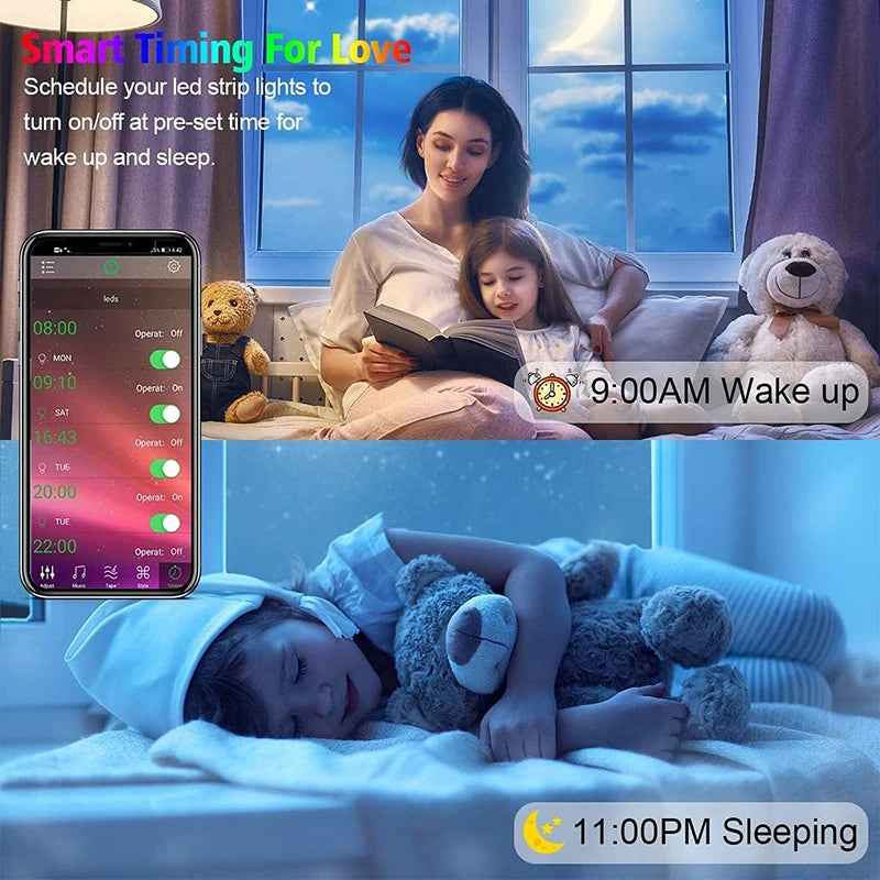 ruban led rgb multicolore moderne éclairage chambre salon télécommande application