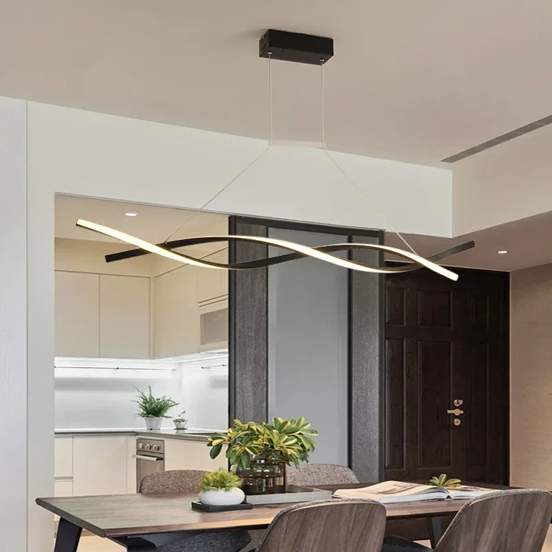 suspension lumineuse moderne blanc doré ondulée clips fixation 2000lm 82000lm 90260v 1015m²