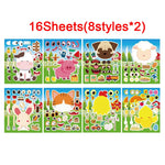 sticker animaux ferme multicolore cartoon adhésif diy activités enfants garçons filles fournitures bricolage artisanal