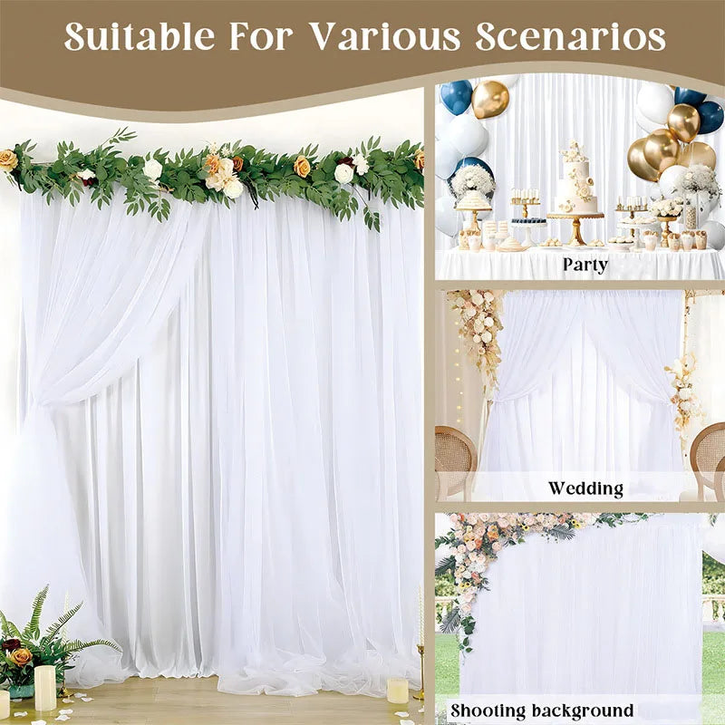 rideau tulle transparent blanc plissé élégant romantique mariage festivité tringle