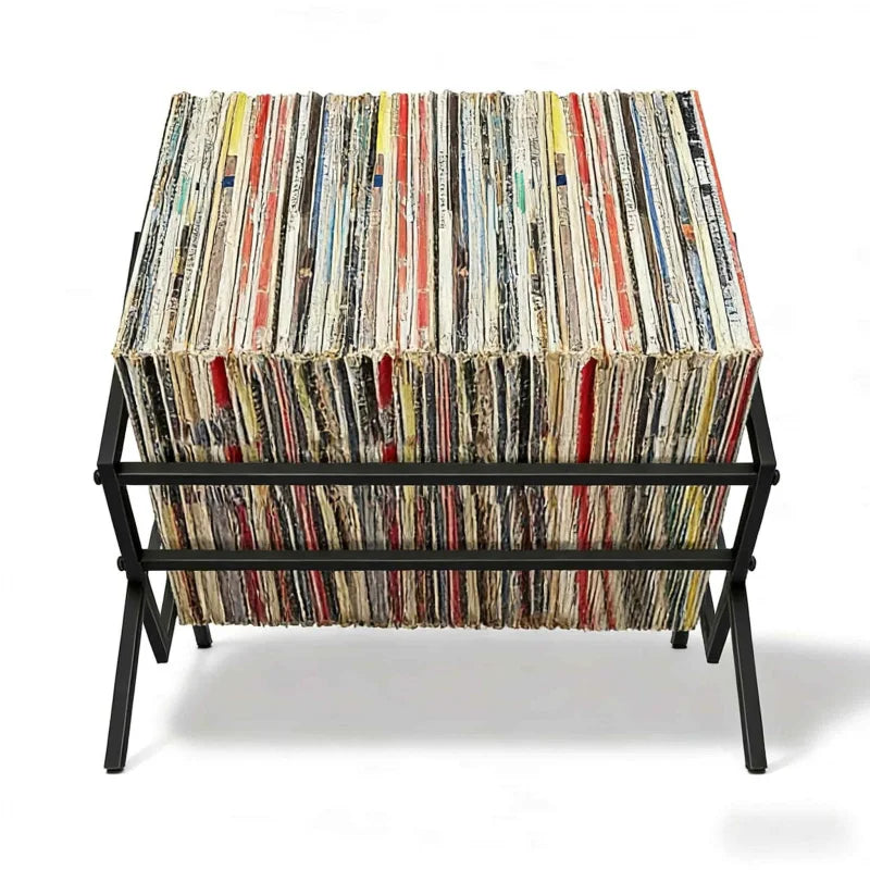rangement vinyles support metal industriel moderne multi niveaux grande capacité chambre salon
