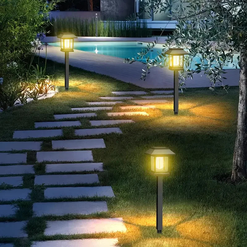 lampe solaire extérieure classique transparente noire autonome éclairage paysager jardin