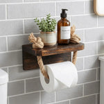 porte papier toilette bois vieilli rustique marins bohème etagere murale turquoise marron fonce