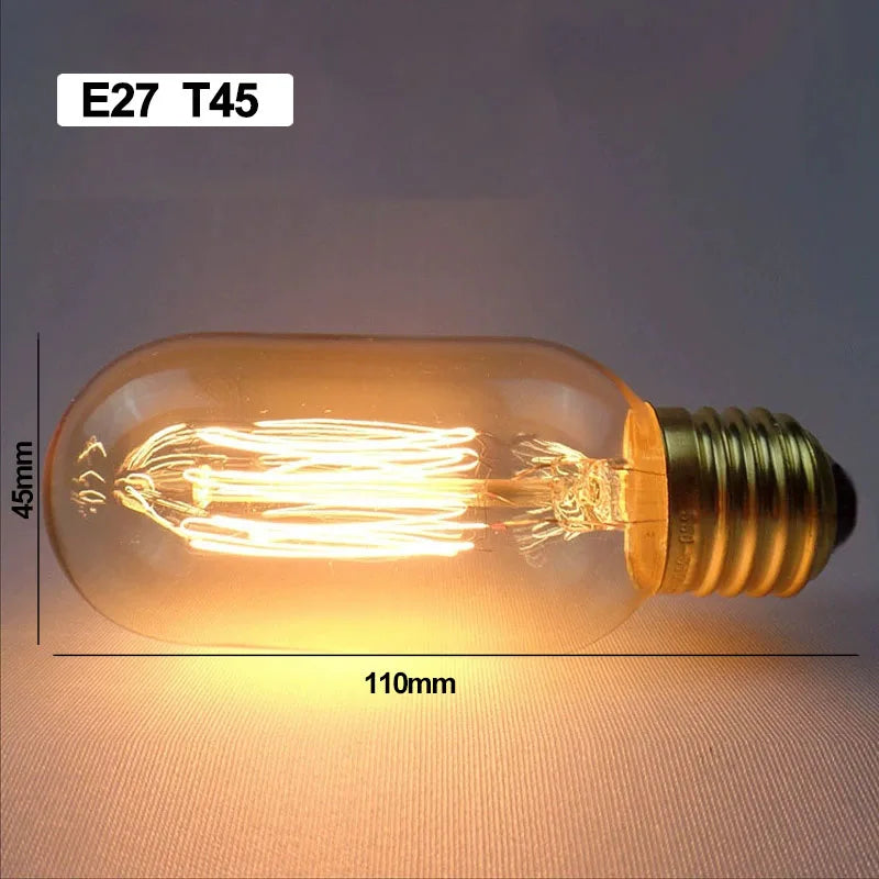ampoules filament vintage transparentes dorées éclairage rétro industriel T45 T10 T225