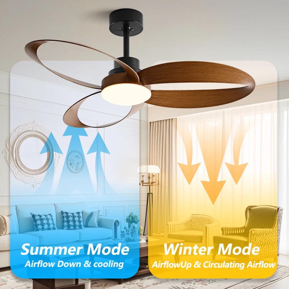 ventilateur moderne 42 52 pouces noir bois lampe intégrée télécommande led certifications vde ul