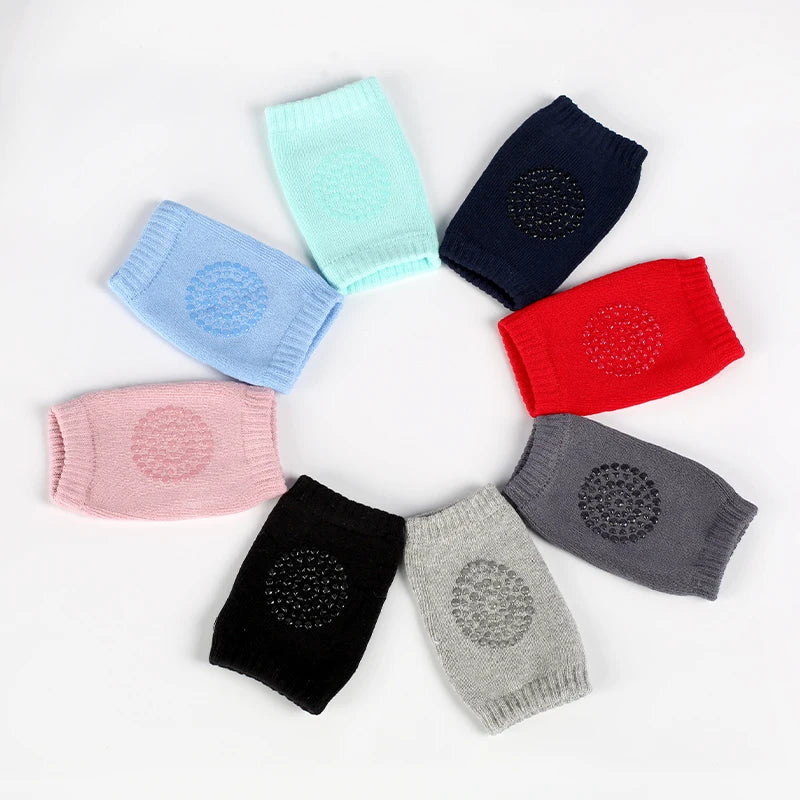 protège genoux bébé coton acrylique unisexe bleu clair jaune rose gris vert smiley brodés