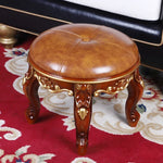 tabouret sculpté cuir tissu brodé classique baroque élégant maison salon chambre