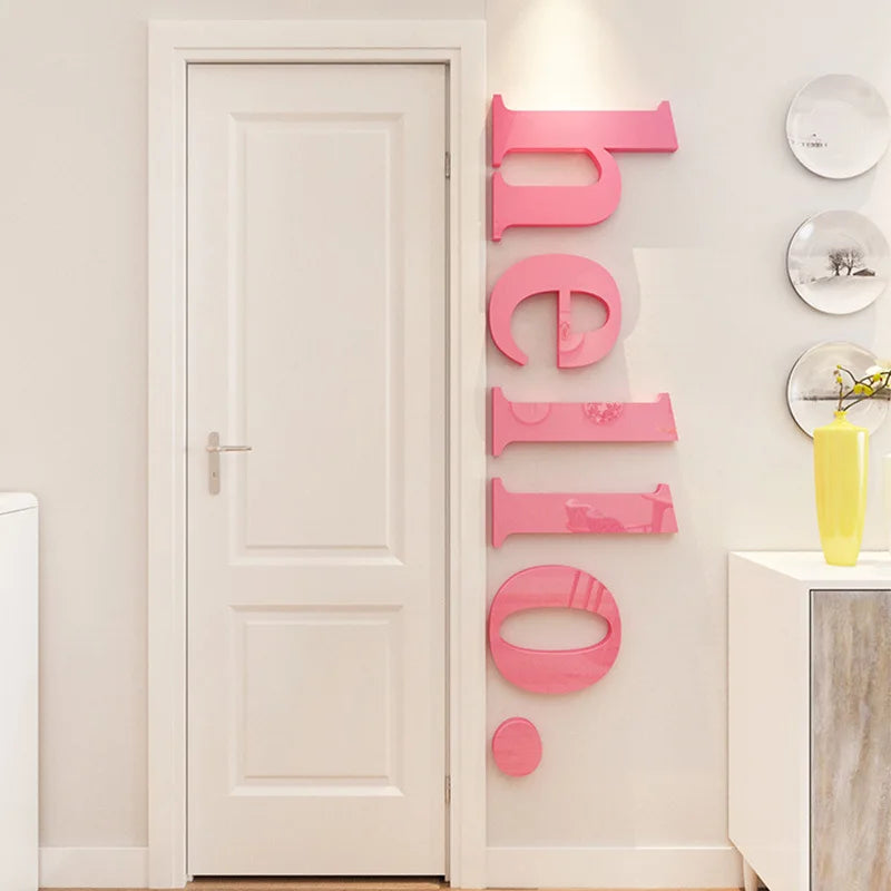 lettres murales adhésives 3d marron rose noir rond brillant moderne chambre salon entréeporte