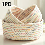 corbeilles rangement tissées main motifs géométriques couleur rose beige gris multicolore respectueuses environnement rustique