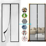 rideau porte magnétique noir blanc maille fine transparent moderne fonctionnel