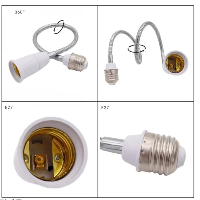 adaptateur ampoule E27 blanc flexible moderne 65mm 95mm 120mm adhésif métal certifié