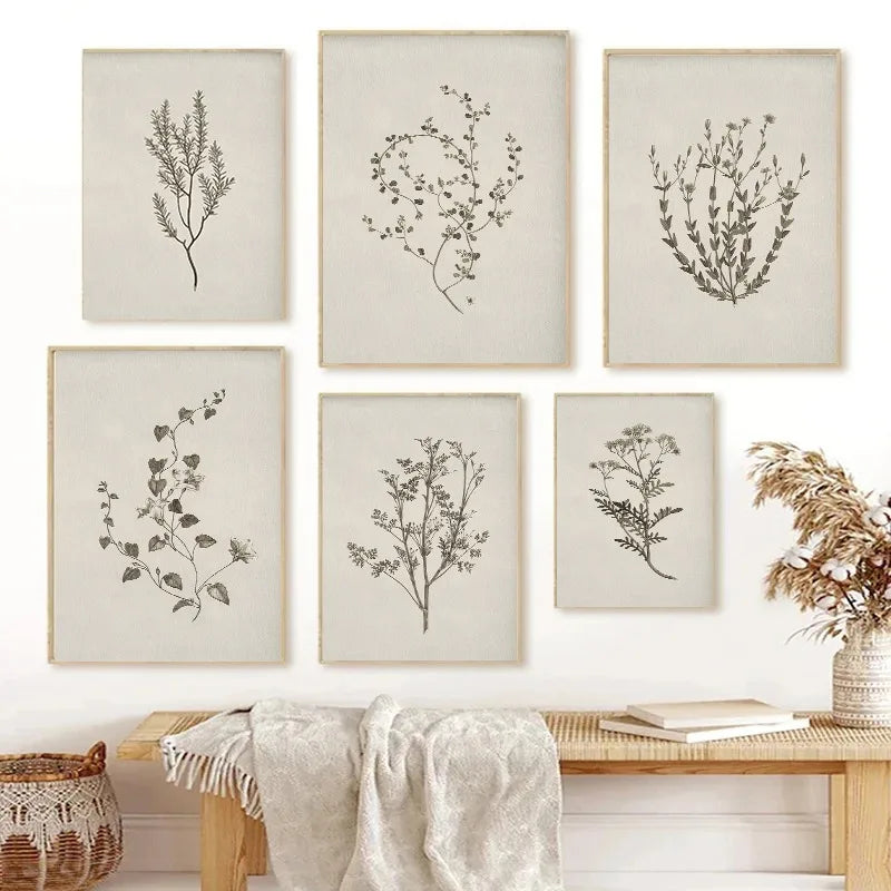 affiche plante simple minimaliste toile cadre bois illustration naturelle décoration murale salon chambre erotique