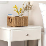 panier tressé bohème rustique fleurs séchées carnet maquillage storage beige marron ondulé