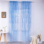 rideaux transparents motifs feuilles verte rose beige salon champêtre bohème poche tringle polyester