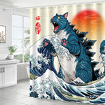 rideau douche imperméable motif chat géant vague artistique salle bain enfant