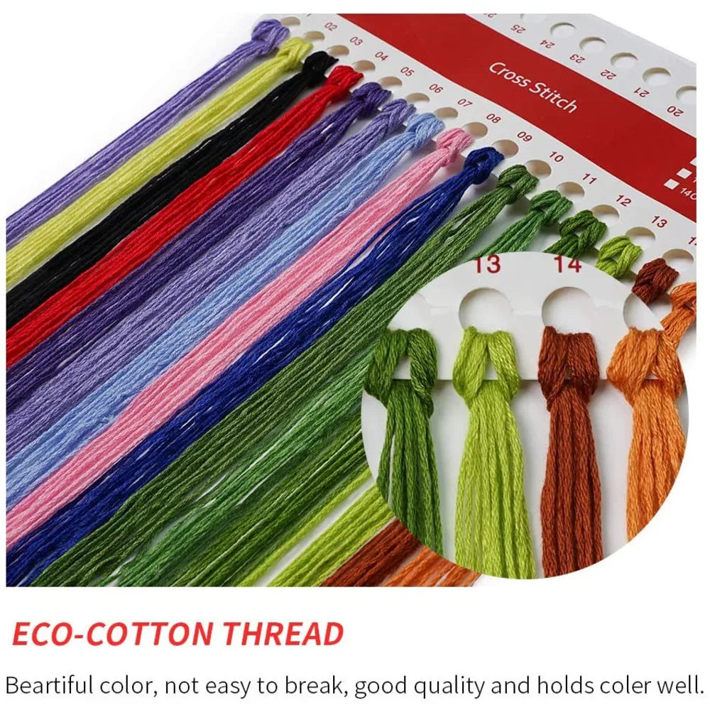 kit broderie point croix 11ct multicolore traditionnel fil aiguille plan toile coton