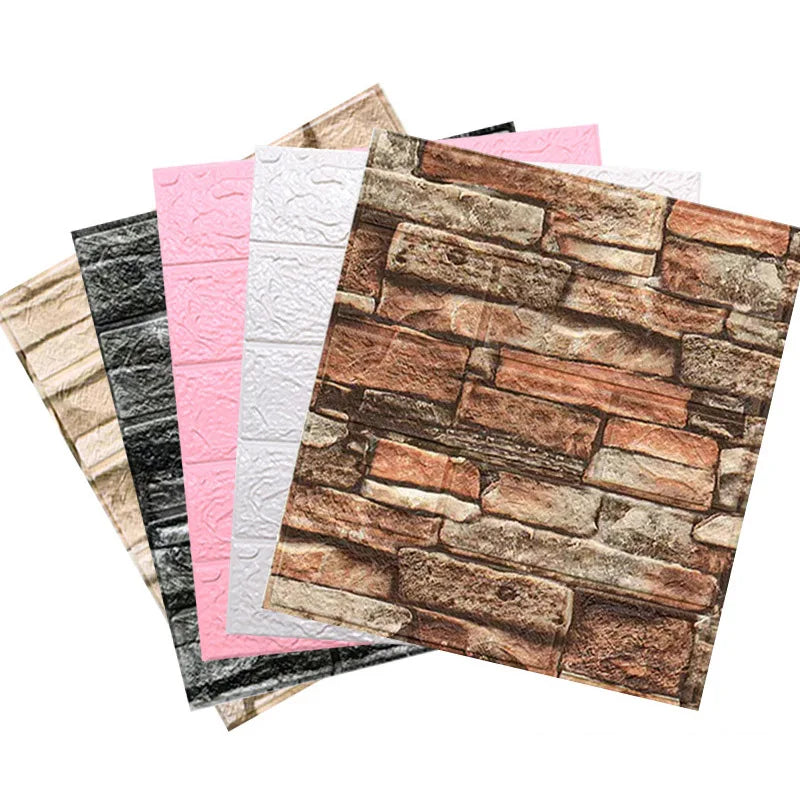 décoration murale adhésive brique texture moderne panneau noir rose marron rustique