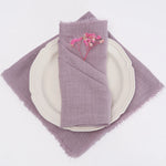 lot dix serviettes table coton beige clair franges rustiques mariage décoration chic maison