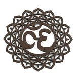 plaque murale bois motif géométrique marron artisanal moderne décoration chambre maison yoga spiritualité