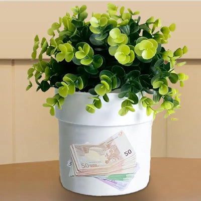 Pot de fleurs coffre-fort secret blanc avec serrure à clé