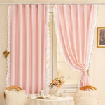 rideaux vintage rose clair bleu clair beige translucides ruches blanches maison