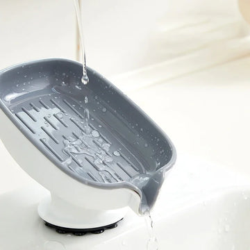 support savon moderne gris motifs dentelé adhésif salle bains marron motifs verticaux beige horizontaux