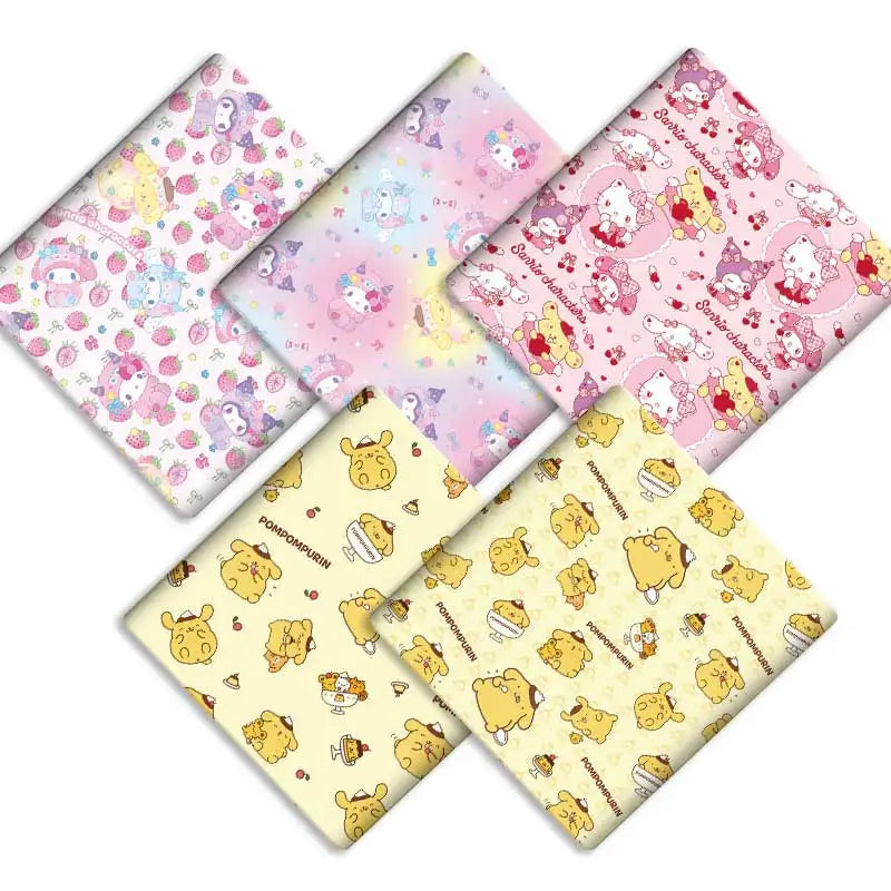 tissu sanrio kawaii dessins animés coton polyester couture robe poupée rideau blanc jaune rose