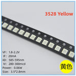 Diodes led smd 3528 blanc jaune rouge rose violet bleu vert 1210 pièces électronique