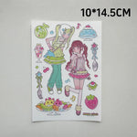 autocollants kawaii personnages dessins animés fruits coeurs notes musicales couleur rose blanc vert bleu