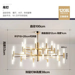 Suspension lumineuse moderne or structure géométrique tubes lumineux fixation crochet éclairage led chambre salon