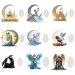 décoration figurines transparentes croissant lune motifs orientaux sorcières fées mosquées étoiles dragons fantaisie