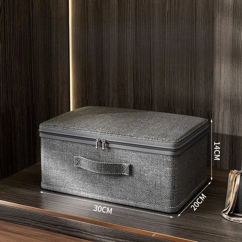 boîtes rangement réutilisables gris toile modernes poignées fermeture éclair XXL