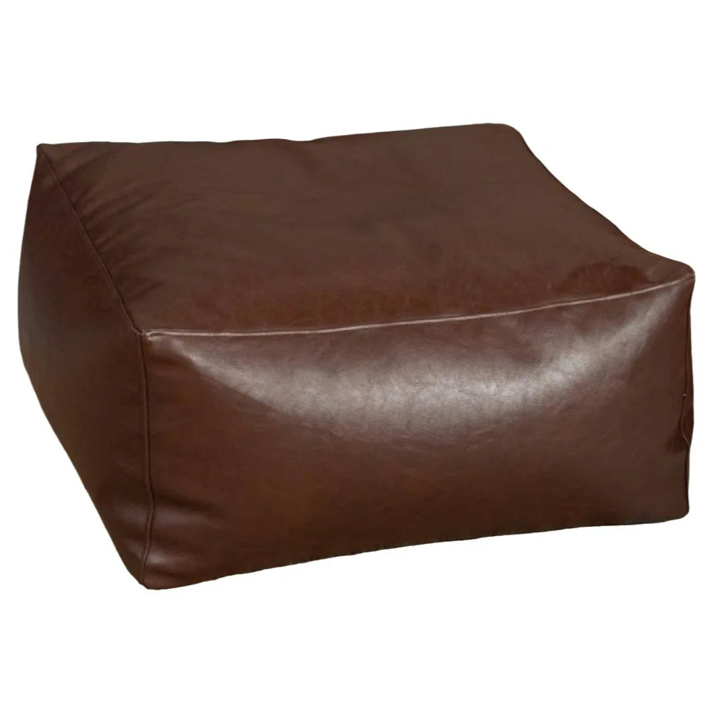 poufs marron noir crème cuir texturé coutures apparentes moderne décontracté bohème accueil
